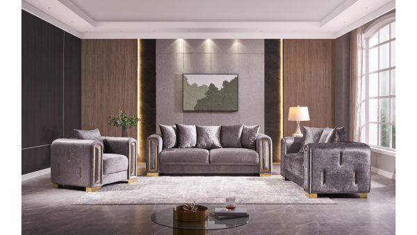 Harvey Living Room Sofa Collection: Grey/Beige