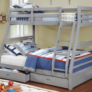 T0072 39″/54″ Bunk Bed-Two Drawers Grey