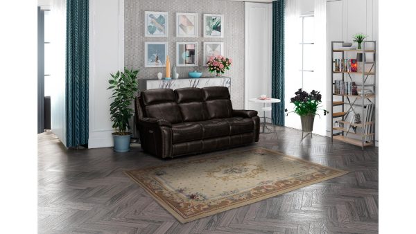Reco Power Leather Recliner Collection: Stone/Soft Chocolate