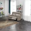 Reco Power Leather Recliner Collection: Stone/Soft Chocolate