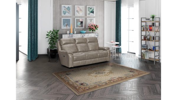 Reco Power Leather Recliner Collection: Stone/Soft Chocolate