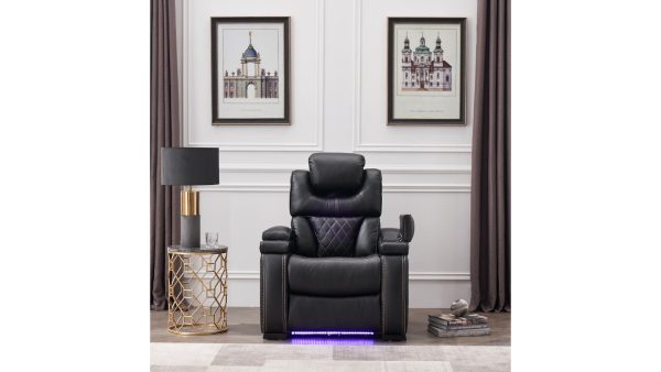 Stanley Power Leather Recliner Sofa Collection: Brown/Black