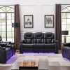 Stanley Power Leather Recliner Sofa Collection: Brown/Black