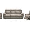 Reco Power Leather Recliner Collection: Stone/Soft Chocolate