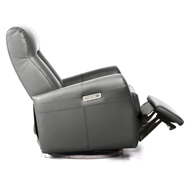 Crescent_PowerSwivelGliderRecliner_PremiumLeather_DarkGrey_Side_Open_White Cerene Power Swivel Glider Recliner-Massage