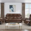 E2 Ember Genuine Leather Power Recliner Sofa Collection: Caramel/Chocolate