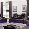 Stanley Power Leather Recliner Sofa Collection: Brown/Black