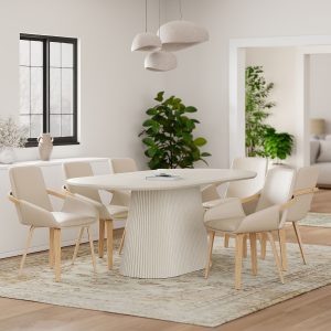 Rona 7 Piece Dining Set: Ivory/Black