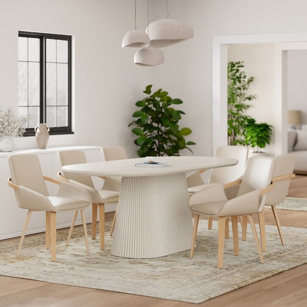 Rona 7 Piece Dining Set: Ivory/Black