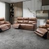 Ireland Genuine Full Grain Leather Reclining Collection: Cognac/Grey