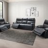 Ireland Genuine Full Grain Leather Reclining Collection: Cognac/Grey