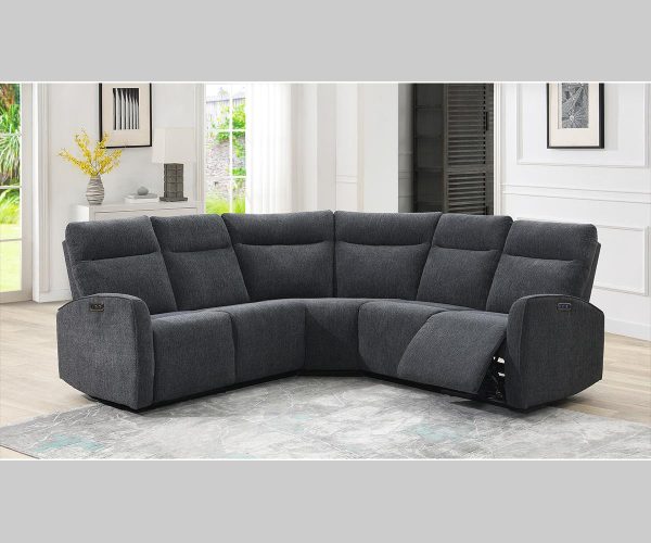Steven Grey Fabric Power Recliner Sectional
