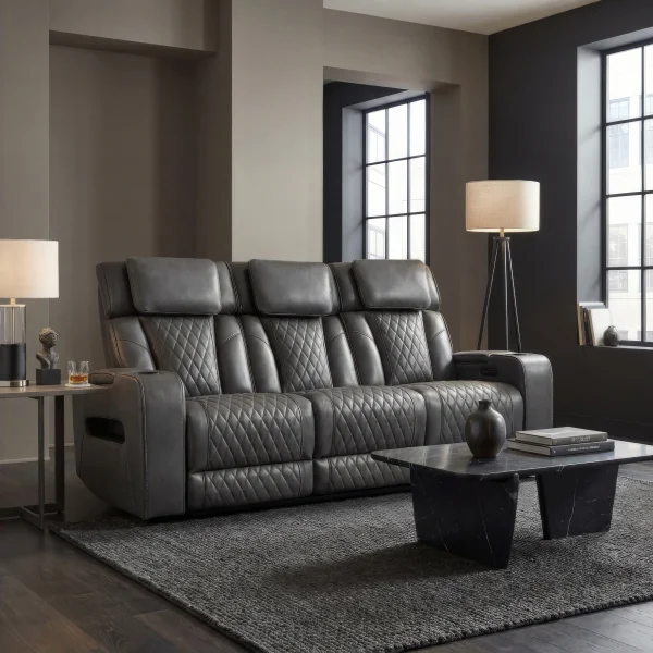 Suri Power Motion Sofa Collection: Black/Charcoal