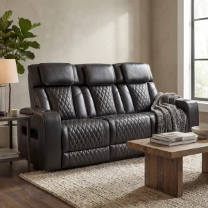 Suri Power Motion Sofa Collection: Black/Charcoal