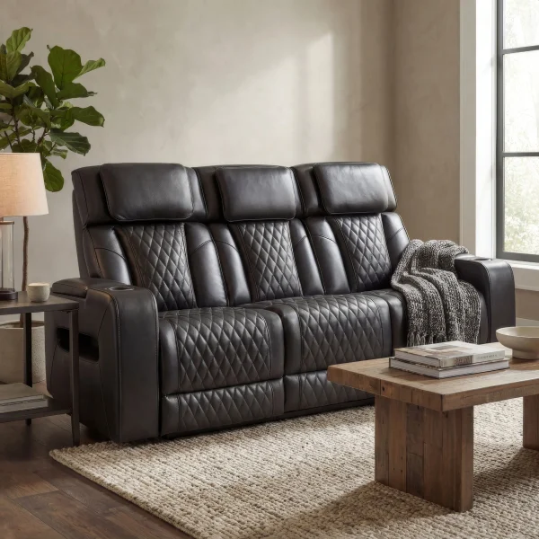 Suri Power Motion Sofa Collection: Black/Charcoal