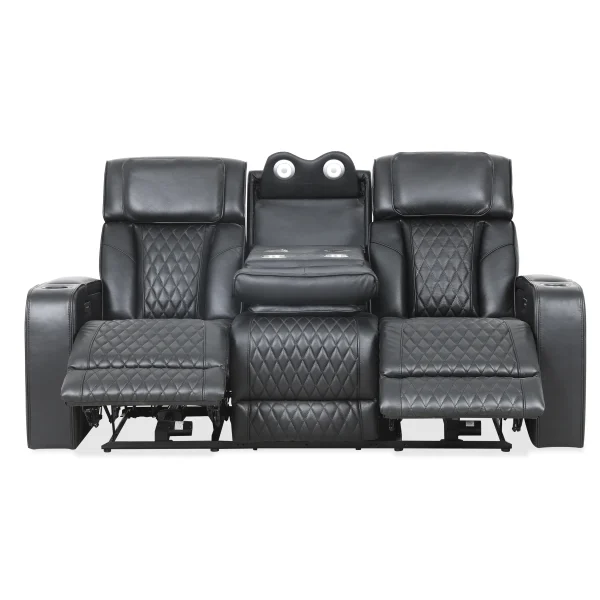 Suri Power Motion Sofa Collection: Black/Charcoal