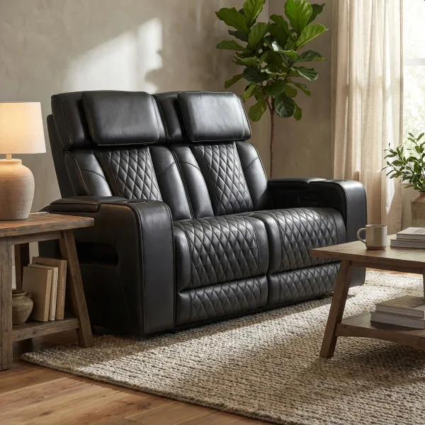 Suri Power Motion Sofa Collection: Black/Charcoal