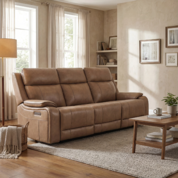 Gisele Power Motion Sofa- Charcoal/Taupe