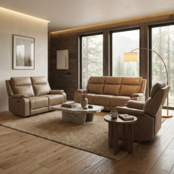 Gisele Power Motion Sofa- Charcoal/Taupe