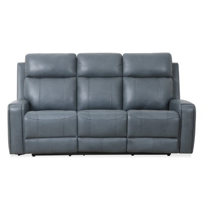 Milano Power Motion Sofa: Blue/Cognac