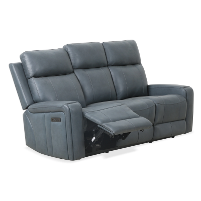 Milano Power Motion Sofa: Blue/Cognac