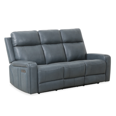 Milano Power Motion Sofa: Blue/Cognac