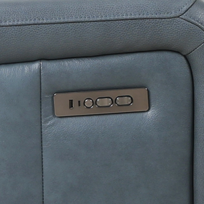 Milano Power Motion Sofa: Blue/Cognac