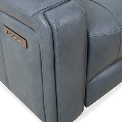 Milano Power Motion Sofa: Blue/Cognac