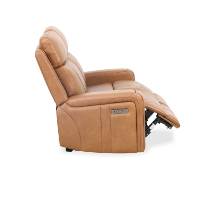 Milano Power Motion Sofa: Blue/Cognac