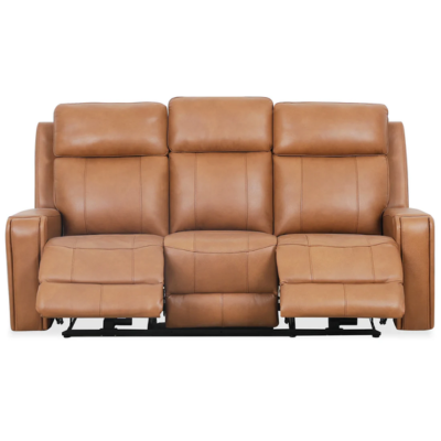 Milano Power Motion Sofa: Blue/Cognac