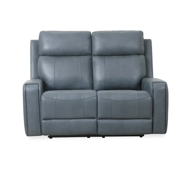 Milano Power Motion Sofa: Blue/Cognac